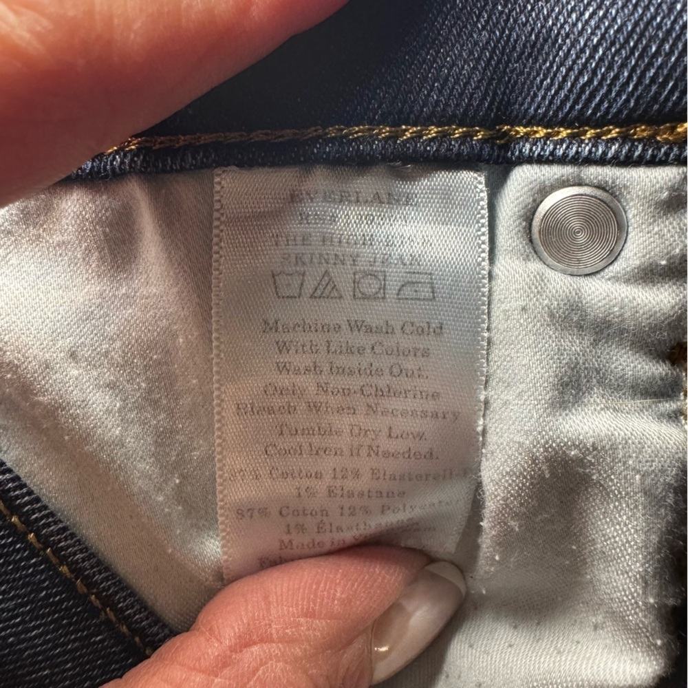 EVERLANE Dark Blue Cotton Blend Stretchy The High Rise Skinny Jean Size 29 - Picture 12 of 13